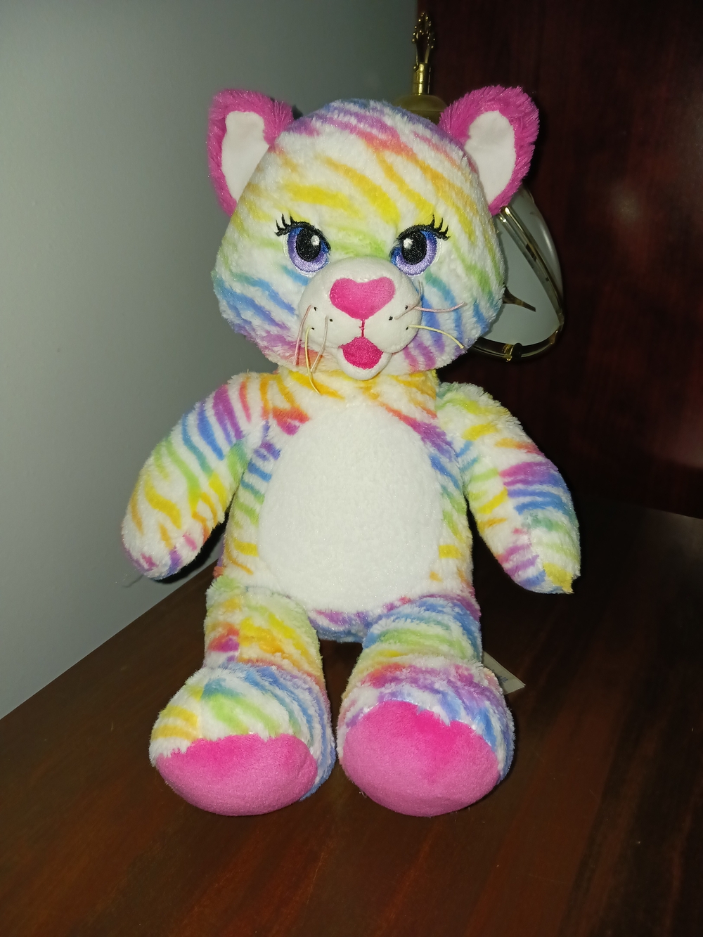 Build-A-Bear Rainbow Lisa Frank Colorful Striped Plush Cat Tiger Stuffed Animal